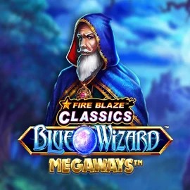 Fire Blaze Blue Wizard Megaways slot logo by Rarestone Gaming at Night Luck CasinoFire Blaze Blue Wizard Megaways