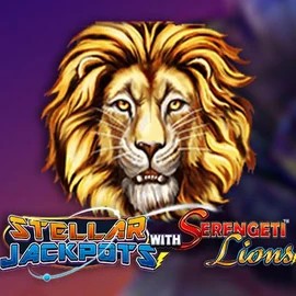 Stellar Jackpots with Serengeti Lions slot logo by Lightning Box Game at Night Luck Casino